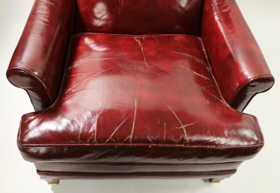 American Burgundy Leather Lounge, Club Chair