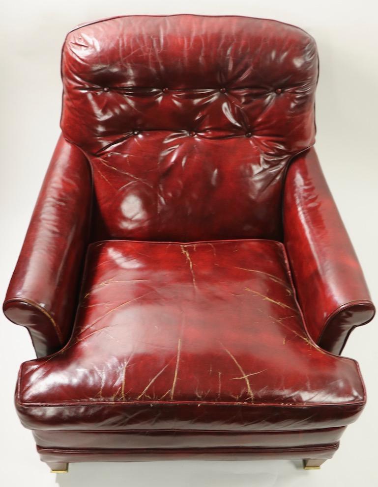 Burgundy Leather Lounge, Club Chair In Good Condition In New York, NY