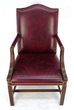 Burgundy Leather Mahogany Federal Style Jefferson Armchair Hickory Chair MINT!