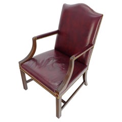 Burgundy Leather Mahogany Federal Style Jefferson Armchair Hickory Chair MINT!
