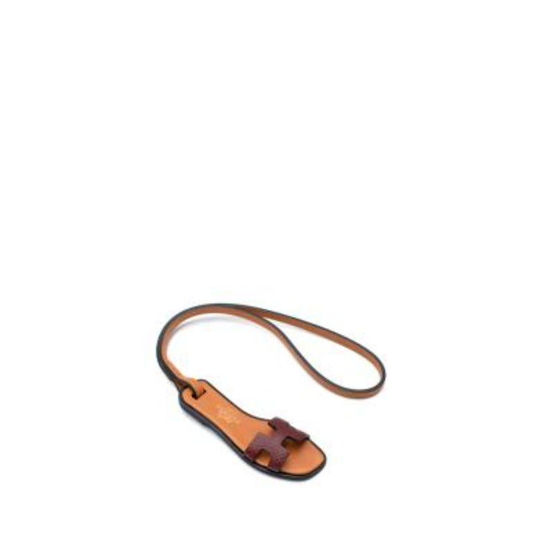 Hermes Burgundy Leather Oran Nano Charm In Excellent Condition For Sale In London, GB