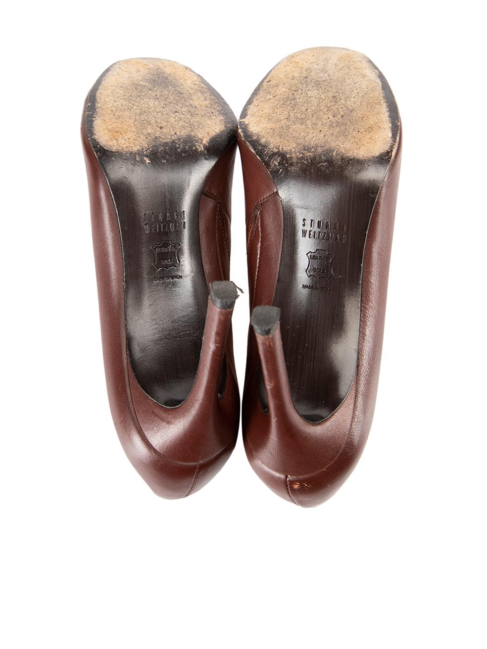 Women's Burgundy Leather Peep Toe Heels Size US 8.5 For Sale