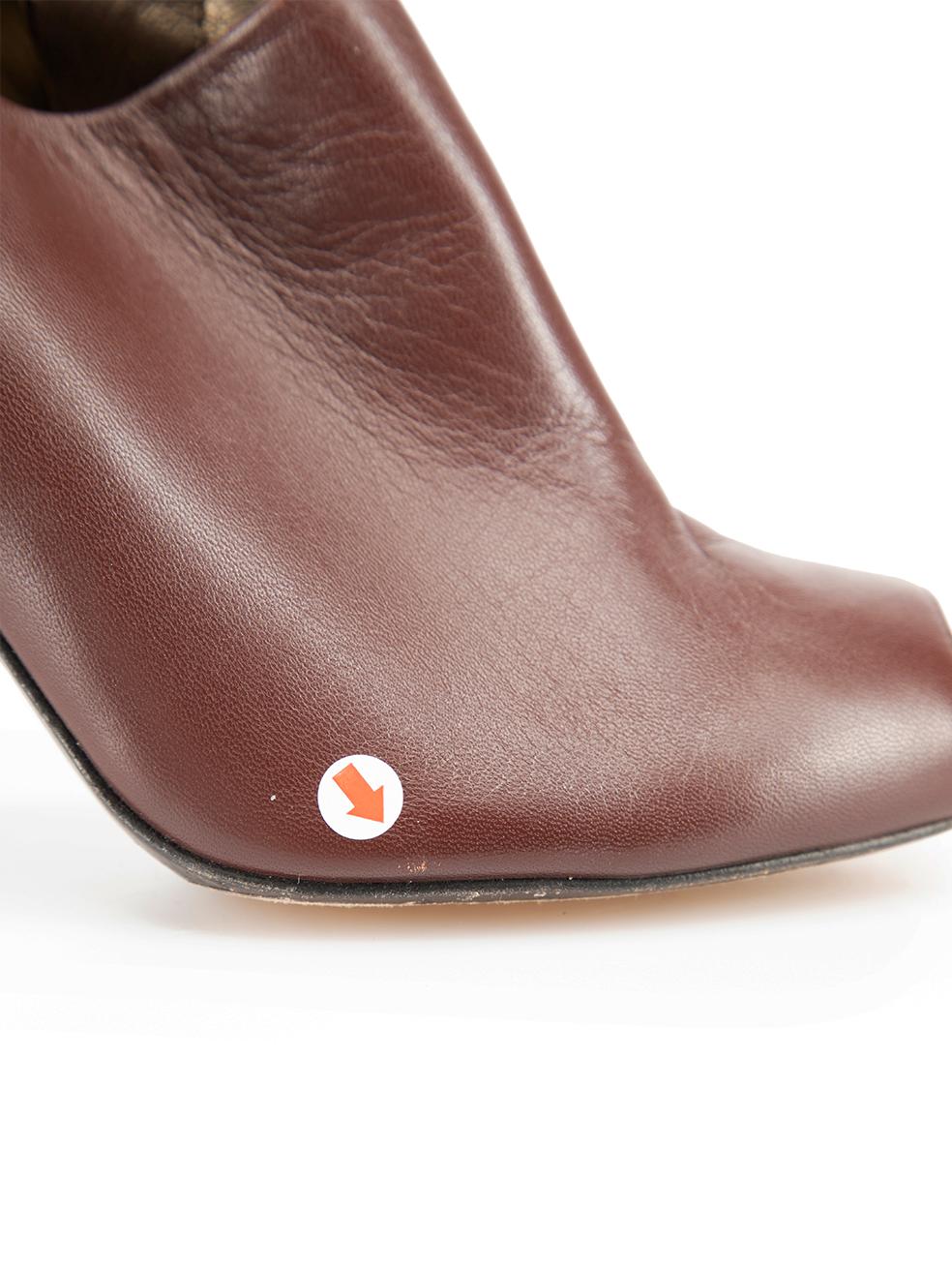 Burgundy Leather Peep Toe Heels Size US 8.5 For Sale 1