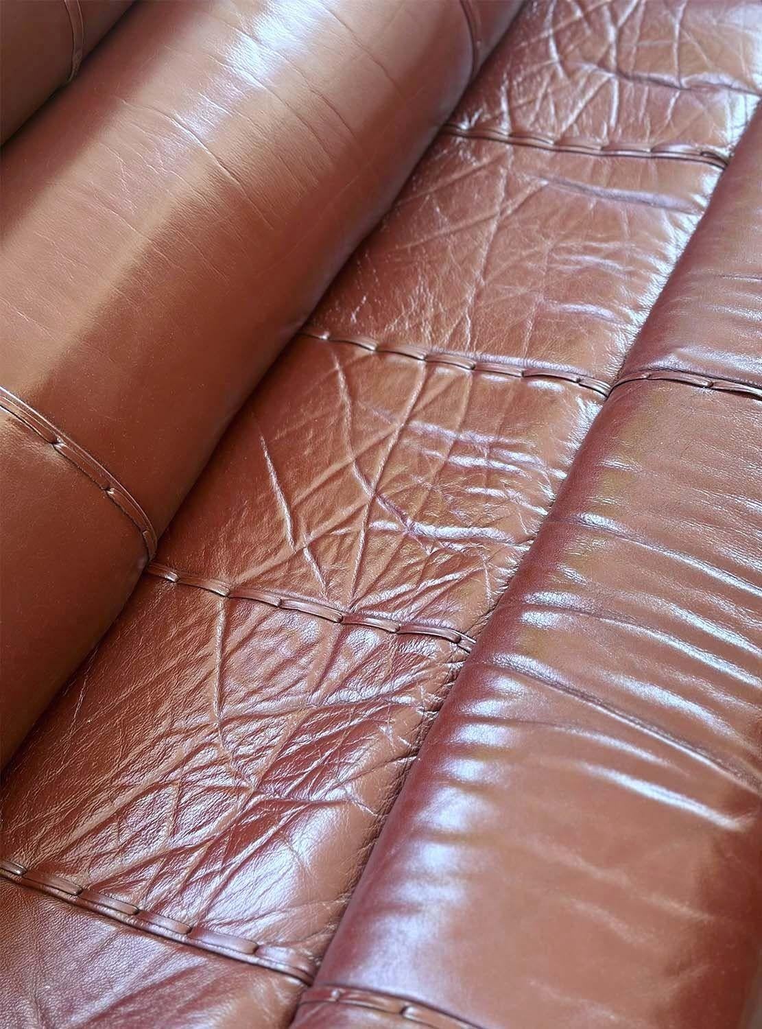 Australian Burgundy Leather Sofa by Pacific Green For Sale