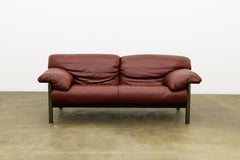 Burgundy Leather Sofa by Pierluigi Cerri for Poltrona Frau, c 1990, Signed