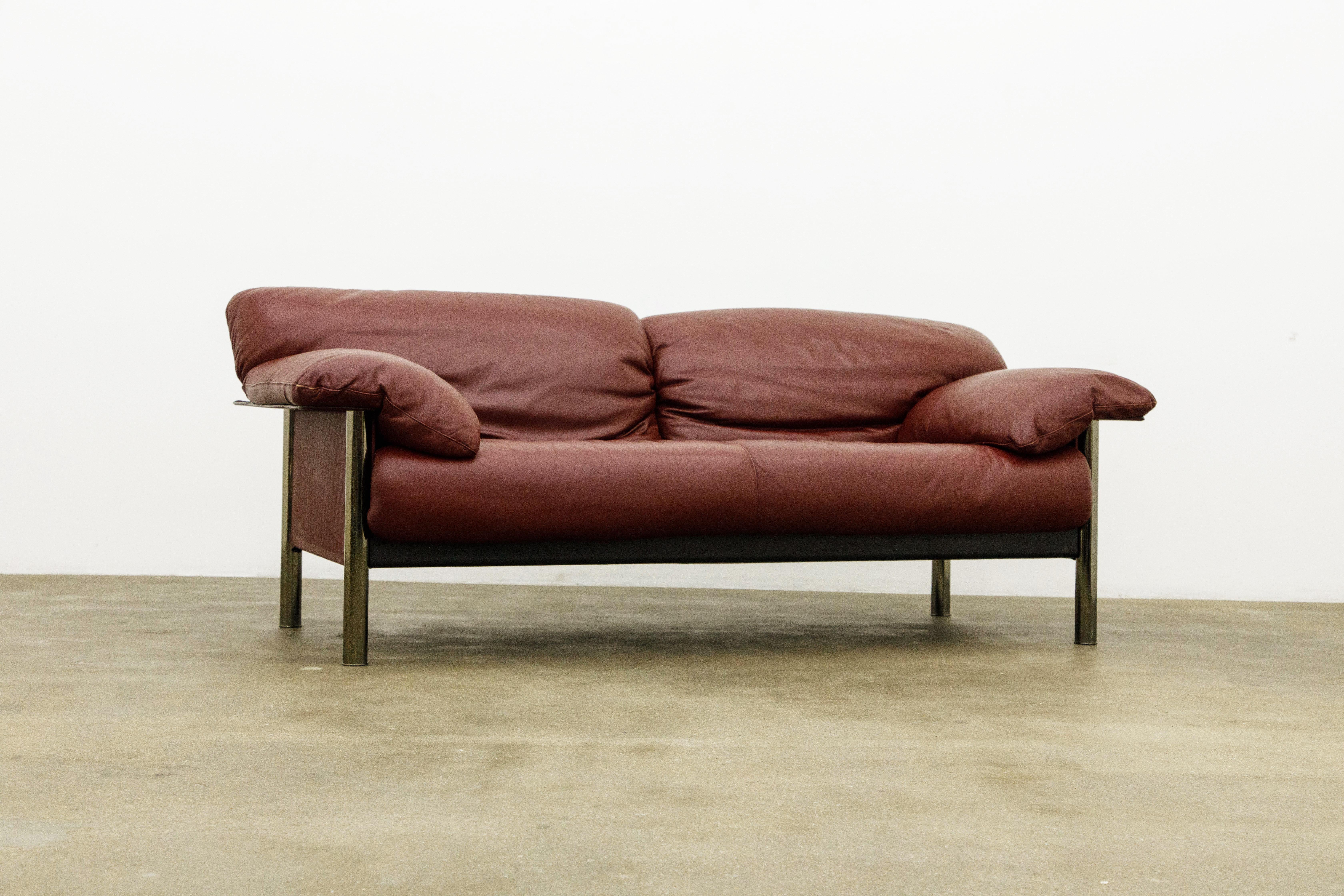 burgandy leather couch