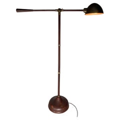 Burgundy leather wrapped and stitched floor lamp, 1970s