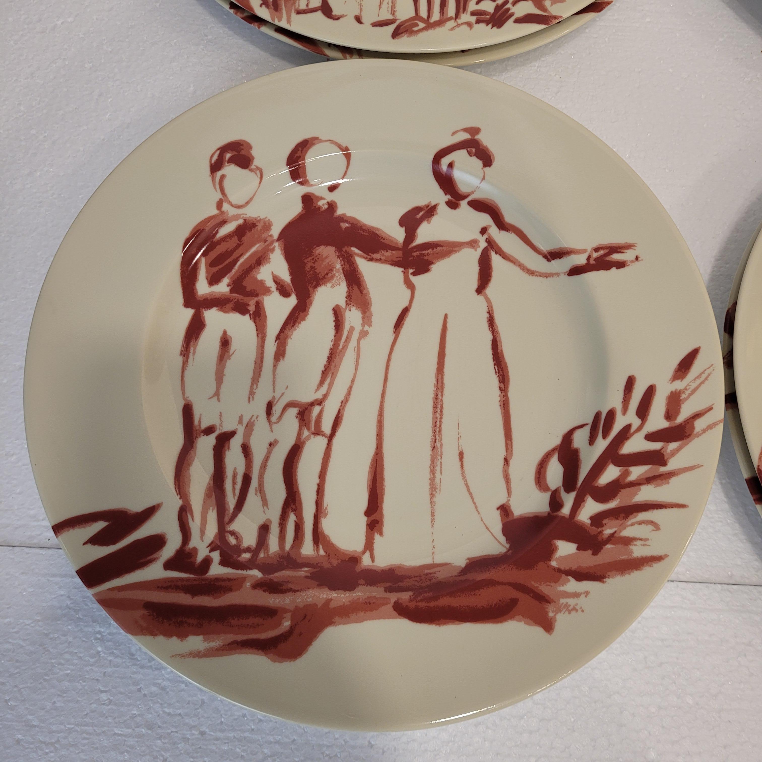 Burgunder Limoges Porzellan 12 Teller Patrick Frey 1990 Frankreich im Angebot 4