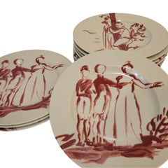 Bourgogne Limoges porcelaine 12 assiettes Patrick Frey 1990 France