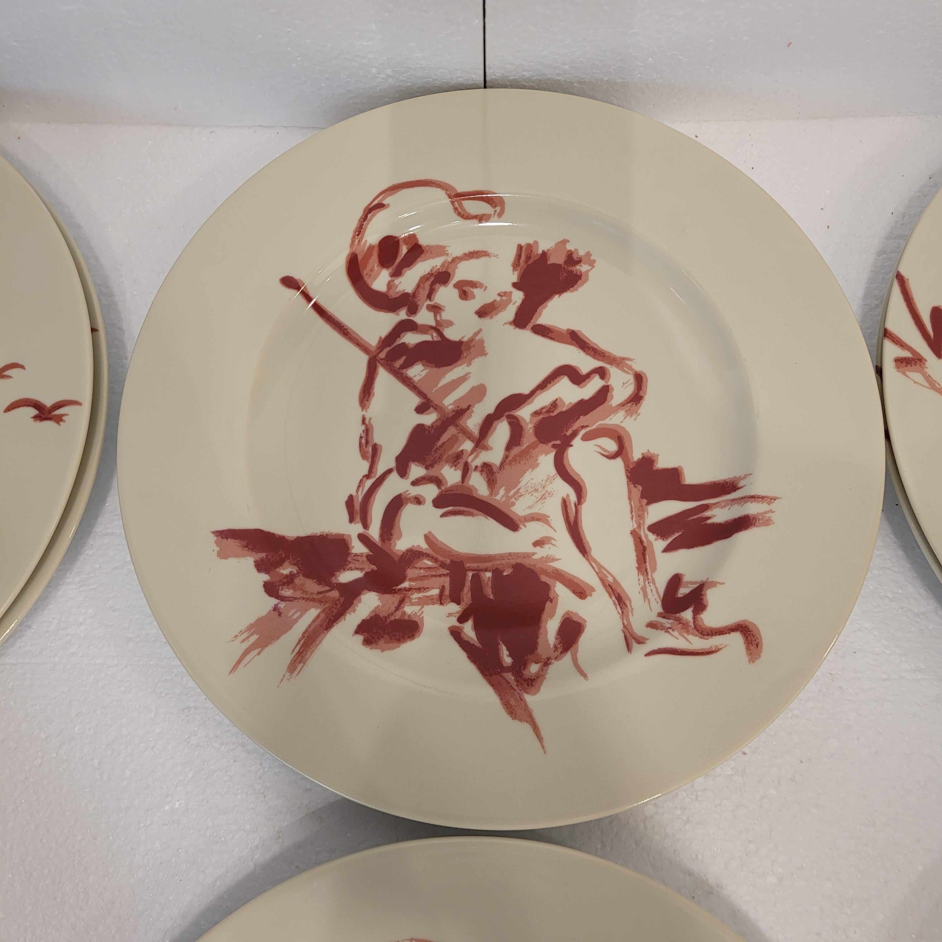 Burgunder Limoges Porzellan 12 Teller Patrick Frey 1990 Frankreich im Angebot 2