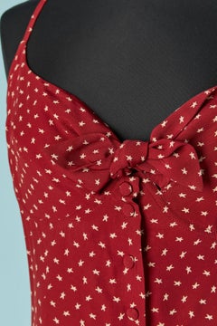 Burgundy long slip rayon dress with star print Thierry Mugler ACTIV