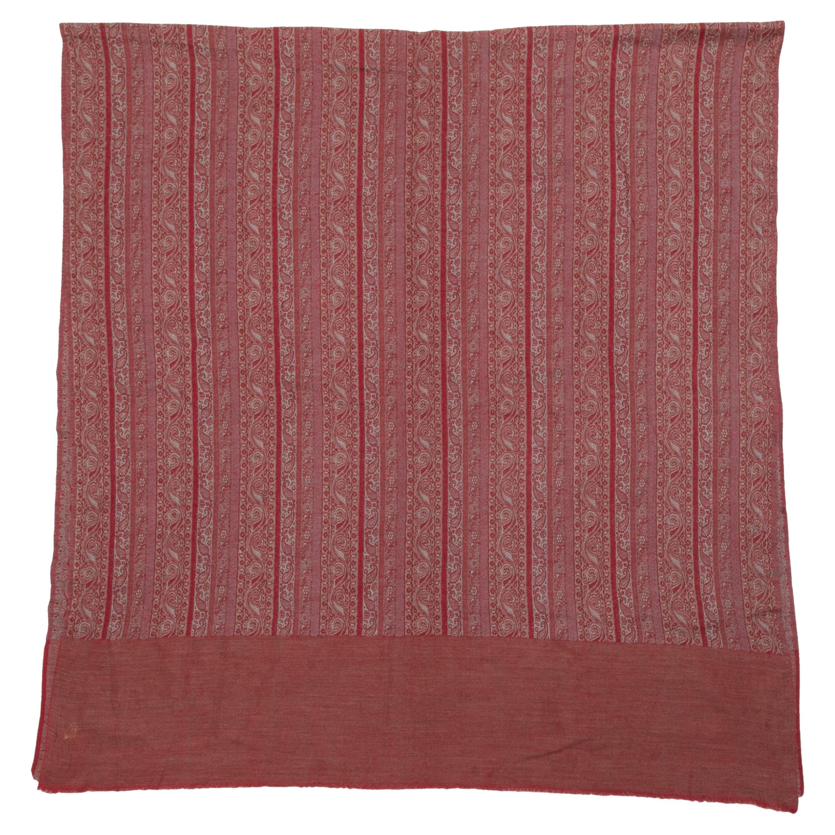 Burgundy Loro Piana Large Paisley Cashmere Scarf For Sale