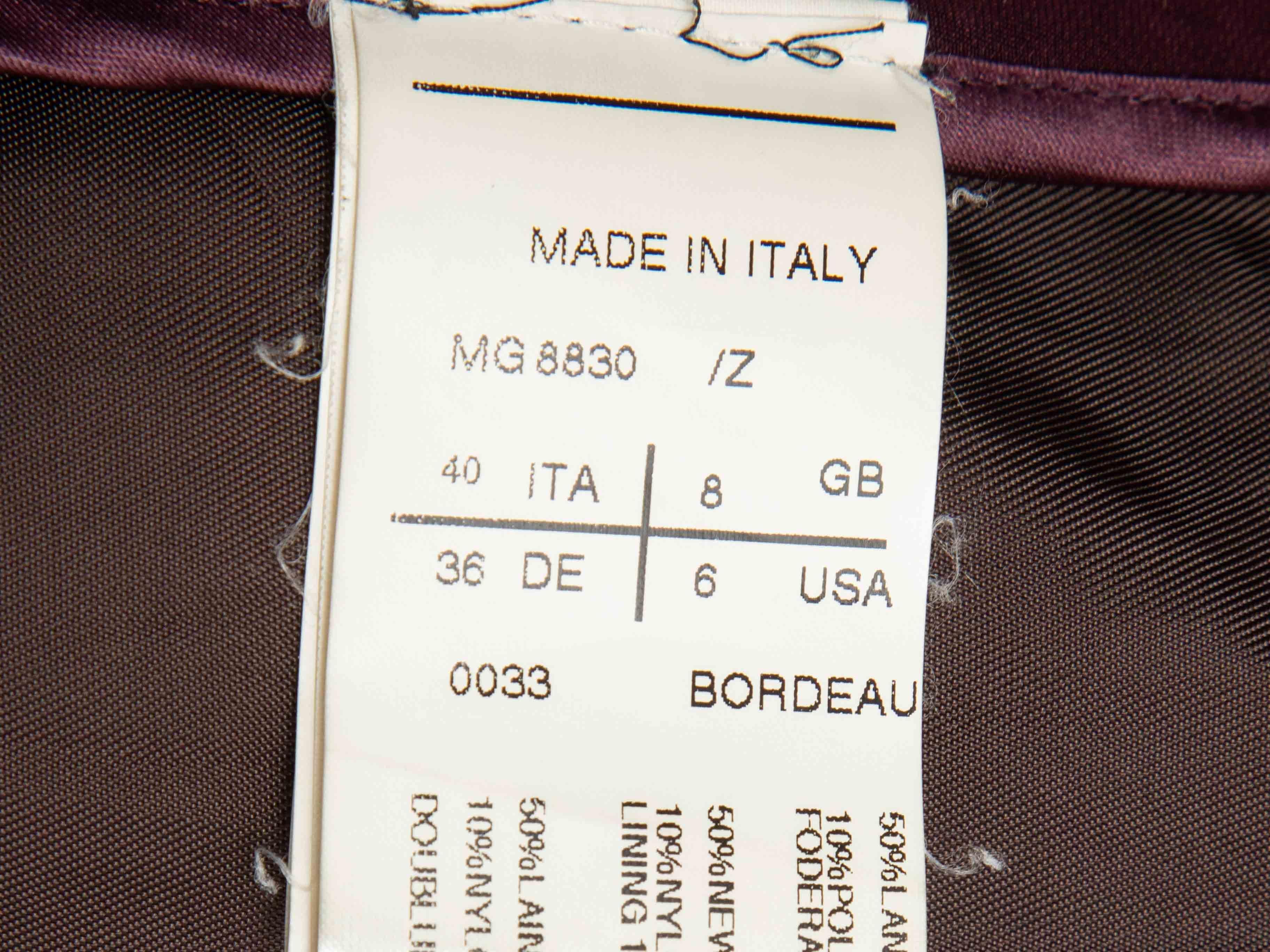 Blazer de satén Maurizio Pecoraro burdeos Talla IT 40 en venta 1