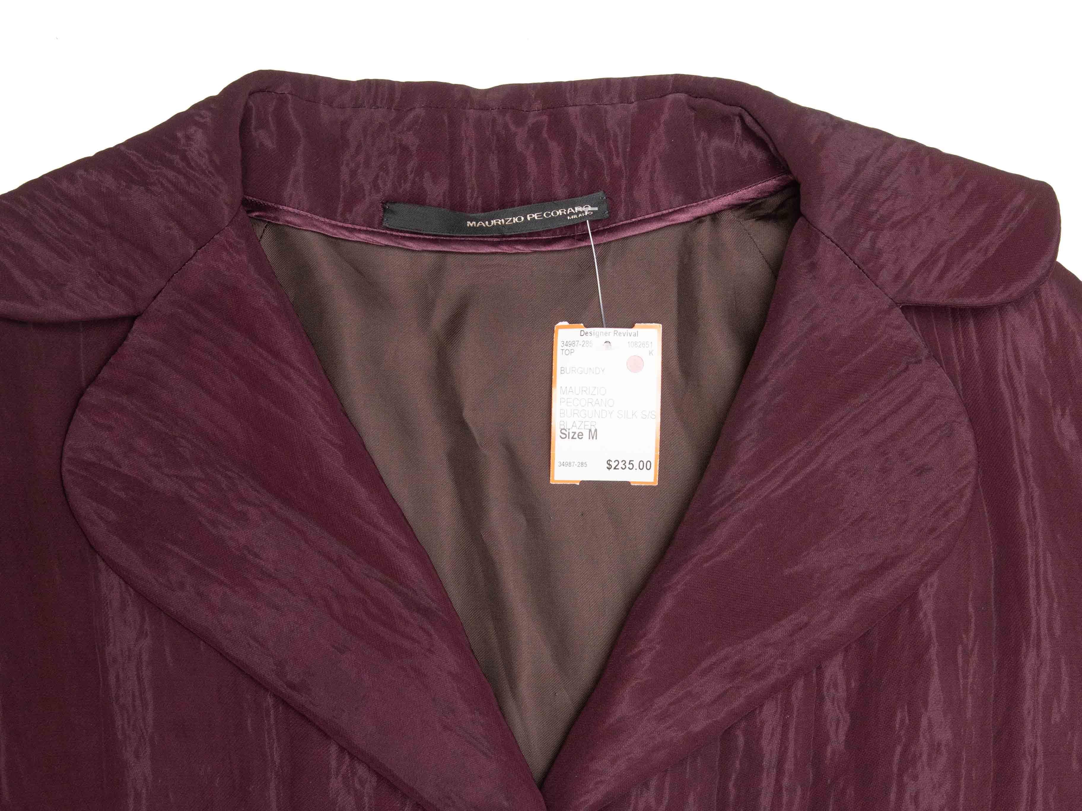 Blazer de satén Maurizio Pecoraro burdeos Talla IT 40 en venta 3