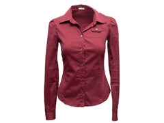 Burgundy Miu Miu Cotton Button-Up Top Size IT 40