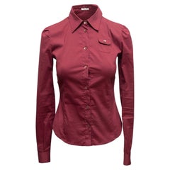 Burgundy Miu Miu Cotton Button-Up Top Size IT 40