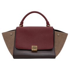 Burgundy & Multicolor Celine Small Tricolor Trapeze Bag