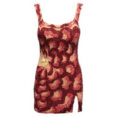 Burgundy & Multicolor La Fuori Beaded Mini Dress Size US S