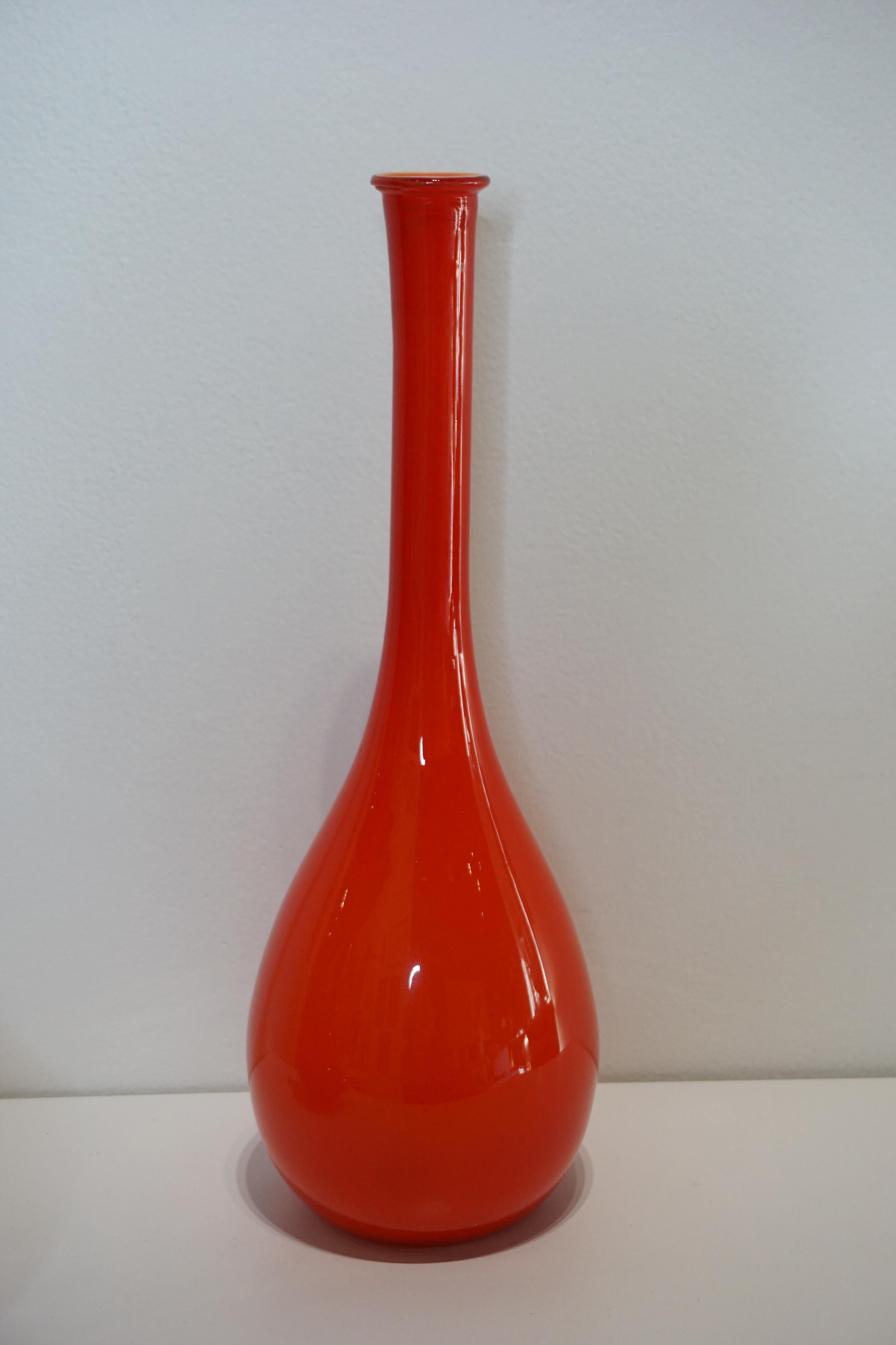 Italian Burgundy Murano Glass Vase For Sale