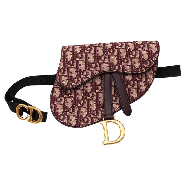 Dior Burgundy Oblique Jacquard Mini Saddle Belt Bag at 1stDibs