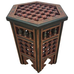 Burgundy or Green Hexagonal Hand-Painted Table, Rabat