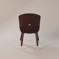 Outdoor Dining Chair with Burgundy Leather Upholstery