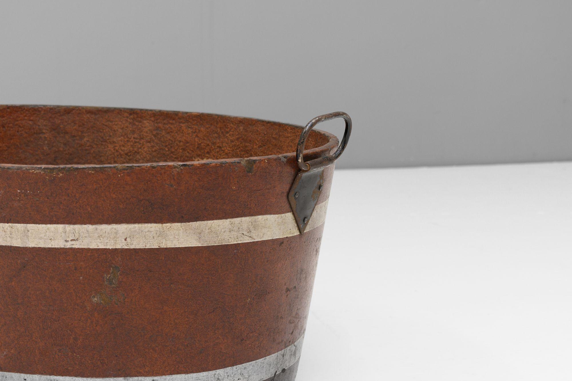 Two handled papier-mache trough. Log bucket. Circa 1940
H 28cm x W 64cm x D 52cm