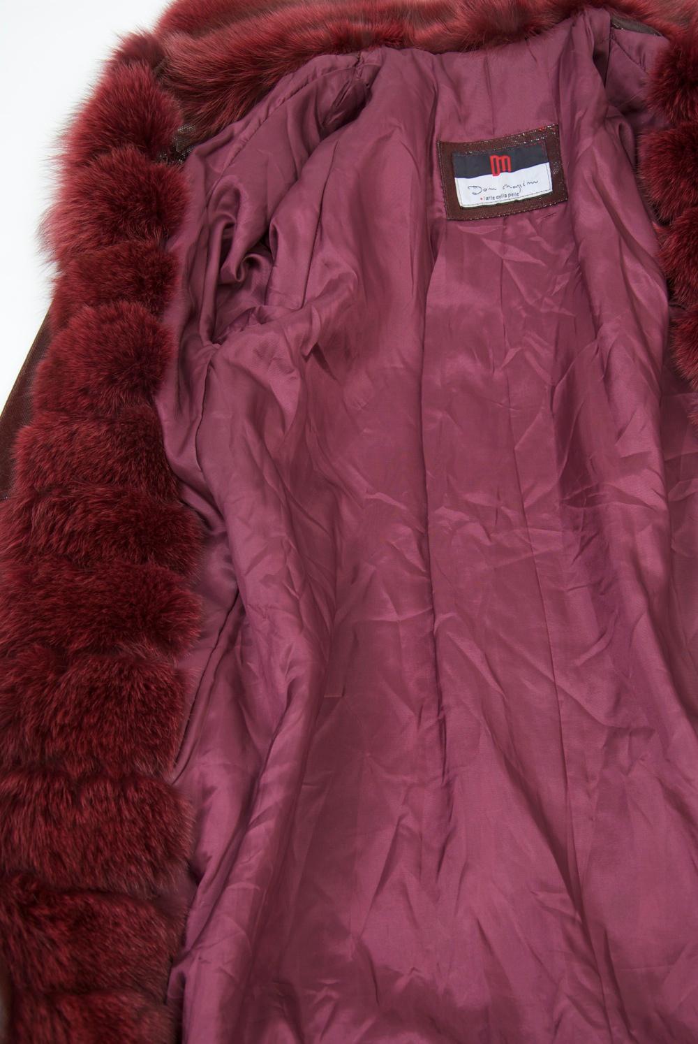 Burgundy Patent Coat with Fox Trim 3