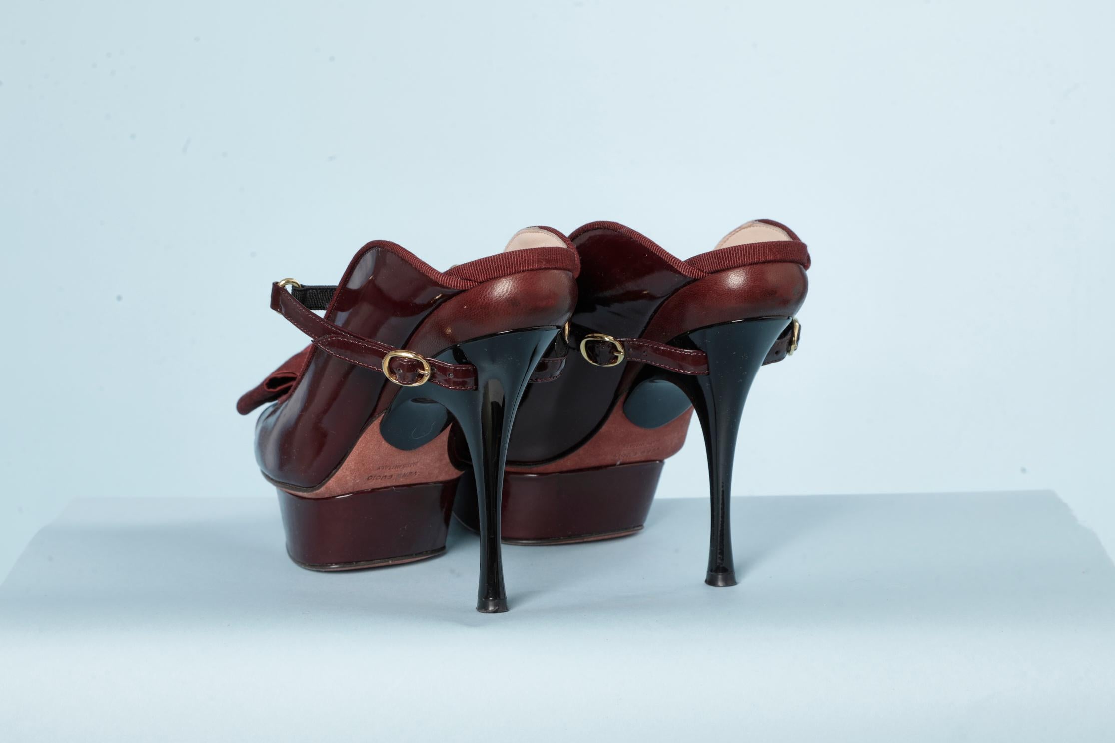 maroon platform heels