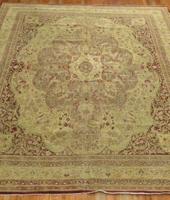 Burgundy Pistachio Green Antique Indian Amritsar Room Size Rug