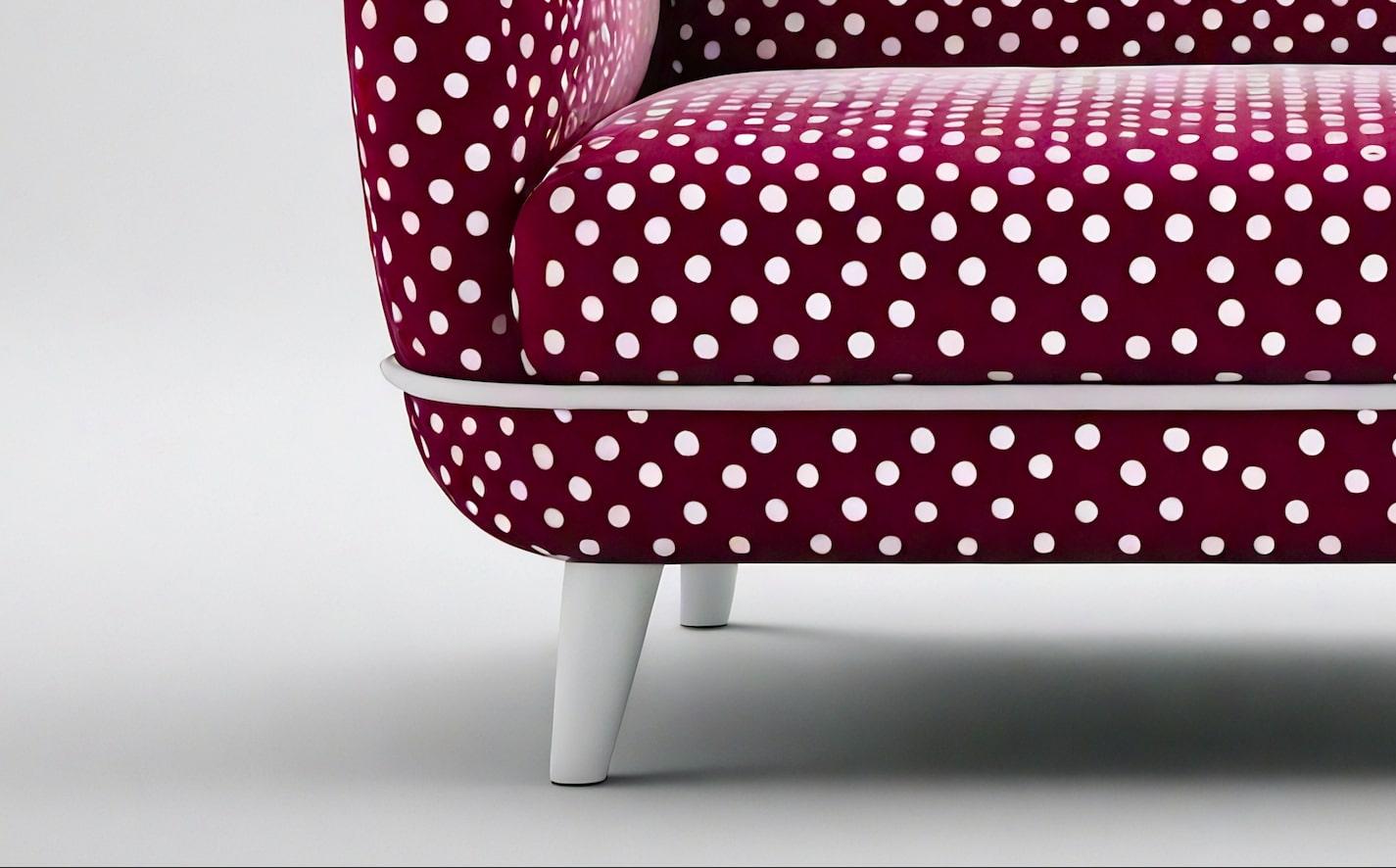 Butaca Polkadot Borgoña Moderno de mediados de siglo en venta