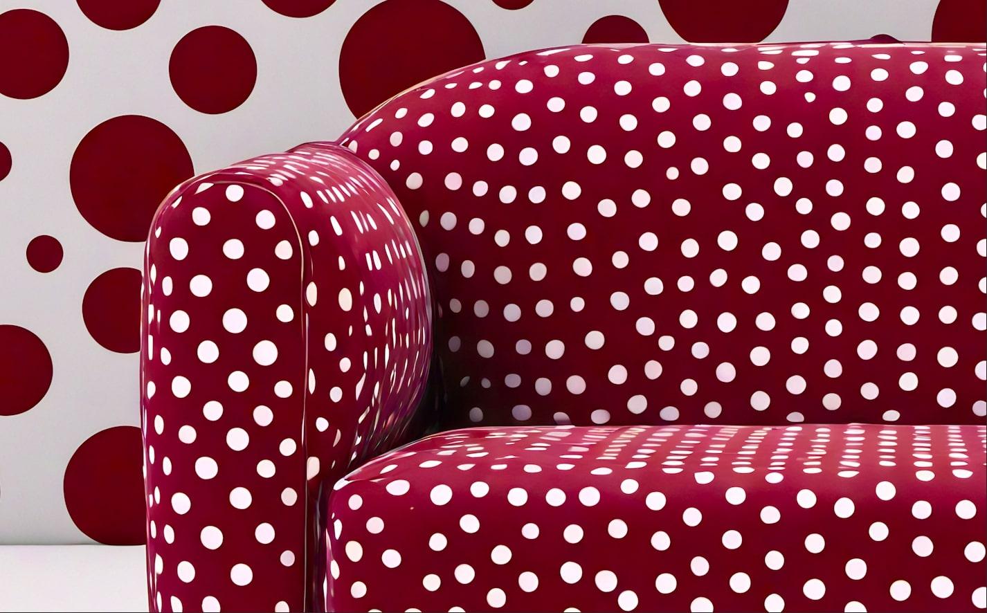 Mid-Century Modern Burgundy Polkadot Lounge Chair For Sale