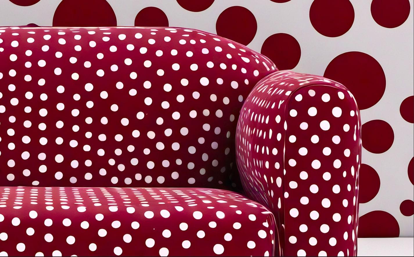 Indian Burgundy Polkadot Lounge Chair For Sale