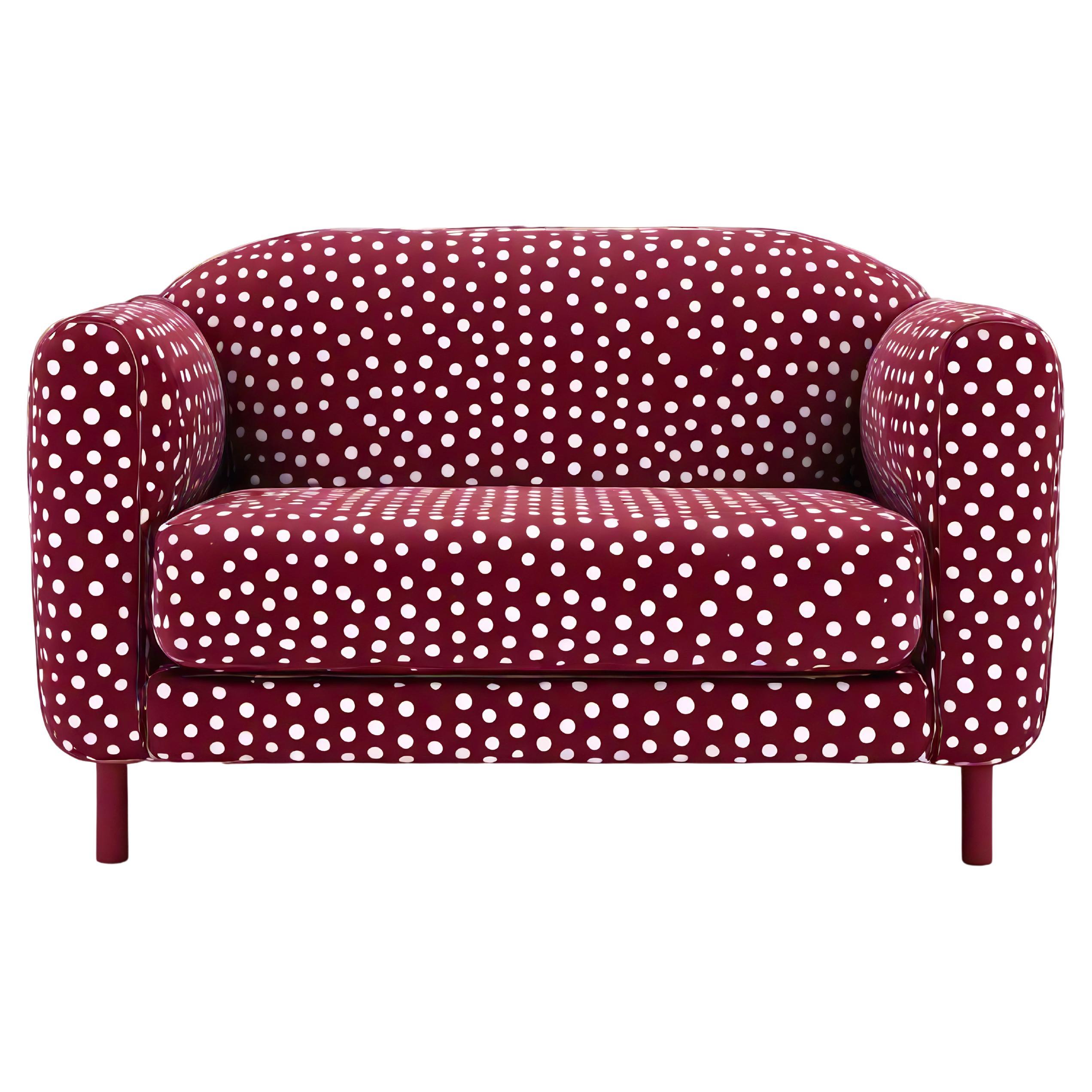 Burgundy Polkadot Lounge Chair For Sale