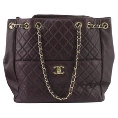 Burgundy quilted Lambskin leather Chanel Large Drawstring shoulder bag