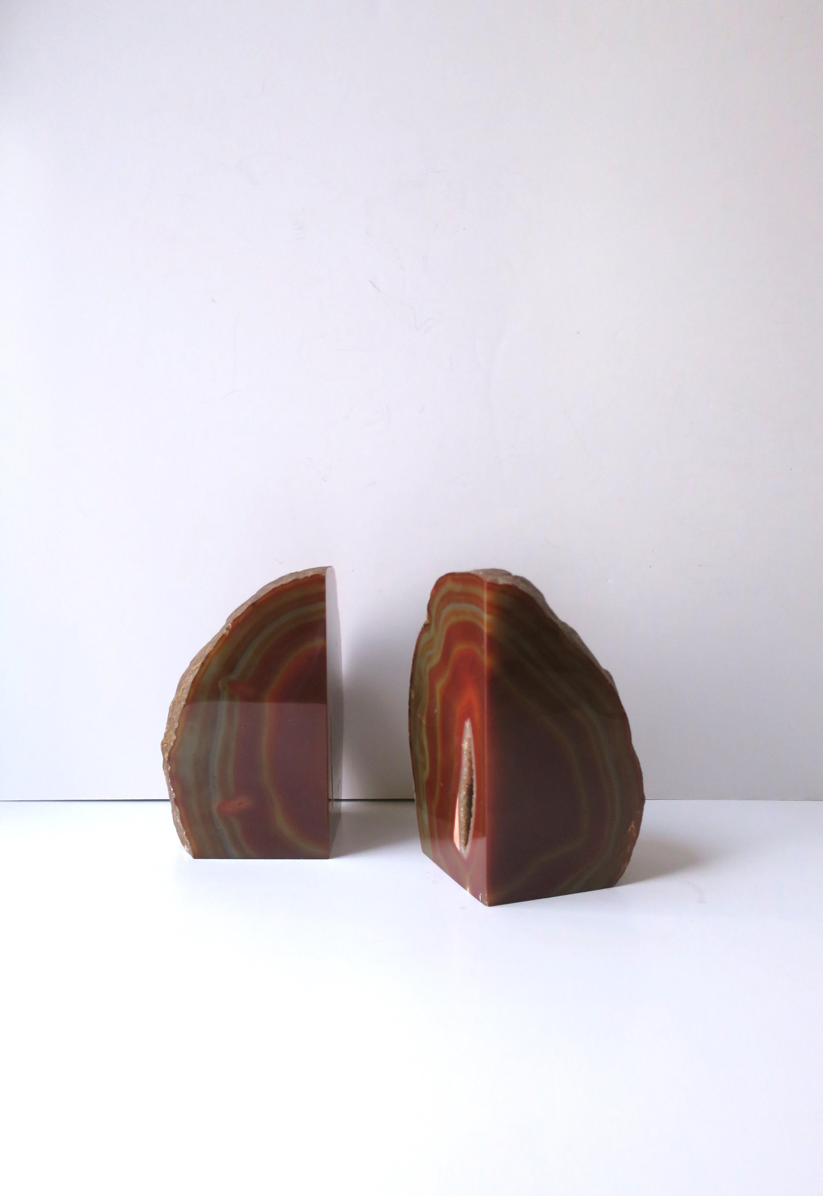 Burgundy Red Agate Onyx Bookends, Pair 2