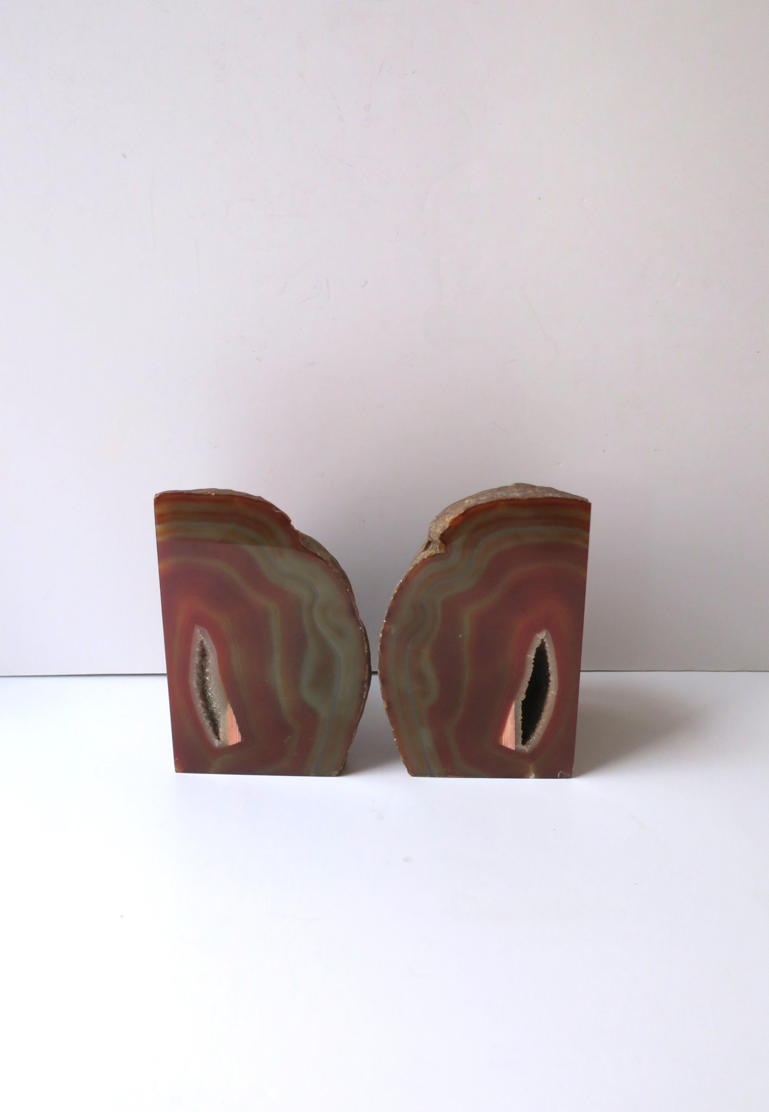Burgundy Red Agate Onyx Bookends, Pair 3