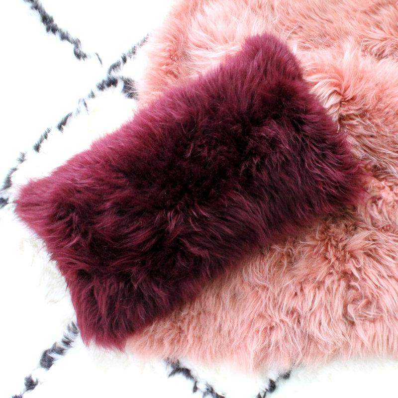burgundy fur pillows