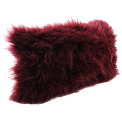 Burgundy Red Cashmere Fur Pillow 