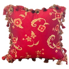 Burgundy Red Embroidered Silk Pillow Feather Down Insert