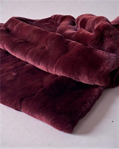 Coperta di pelliccia rossa di Borgogna - Pelliccia di coniglio Rex Personalizza qualsiasi dimensione