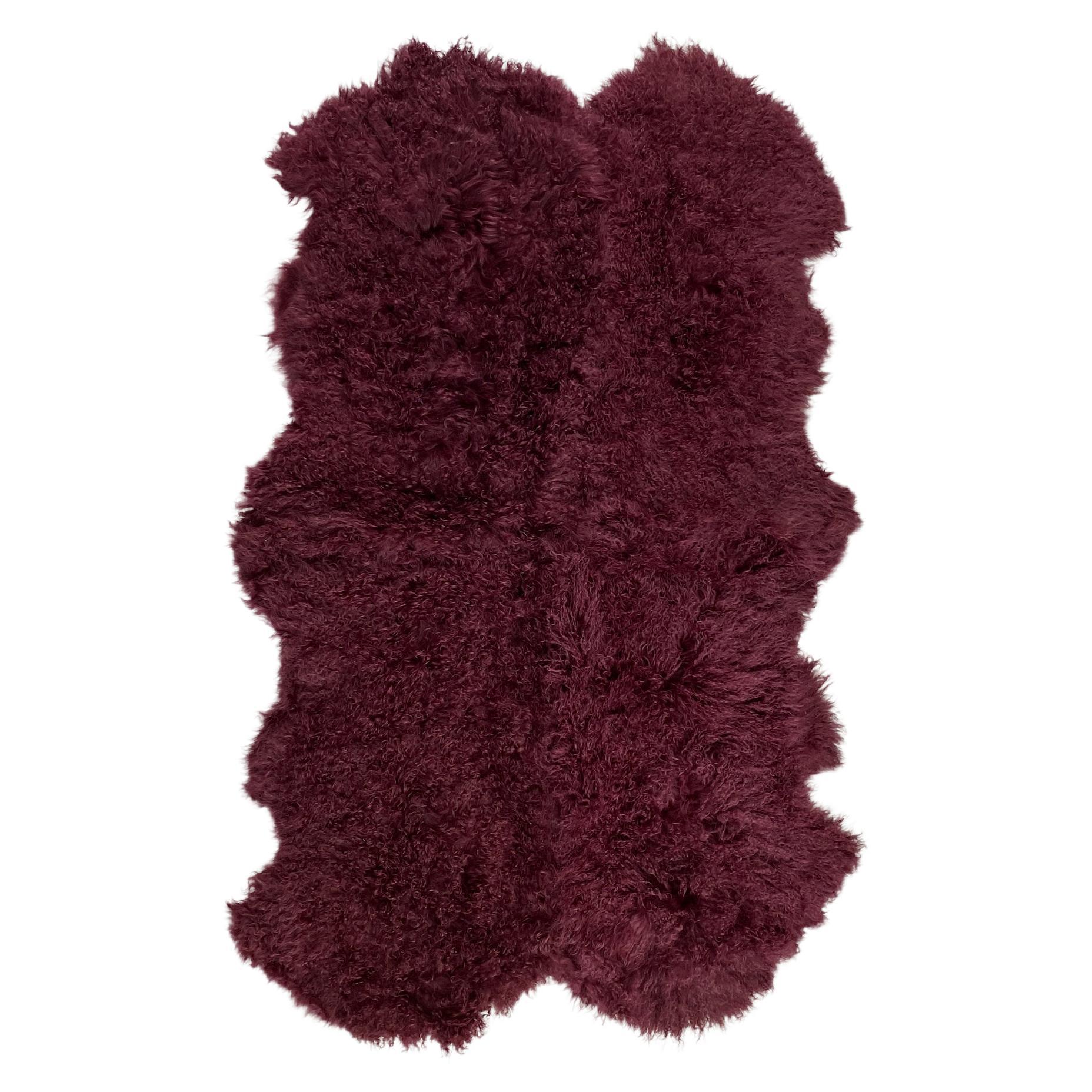 Burgundy Red Fur Rug or Throw For Sale