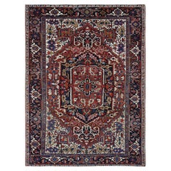 Handgeknüpfter antiker persischer Heriz-Teppich aus reiner Wolle in Burgunderrot