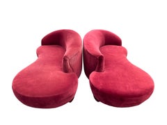 Set di divani asimmetrici in velluto rosso borgogna di Weiman