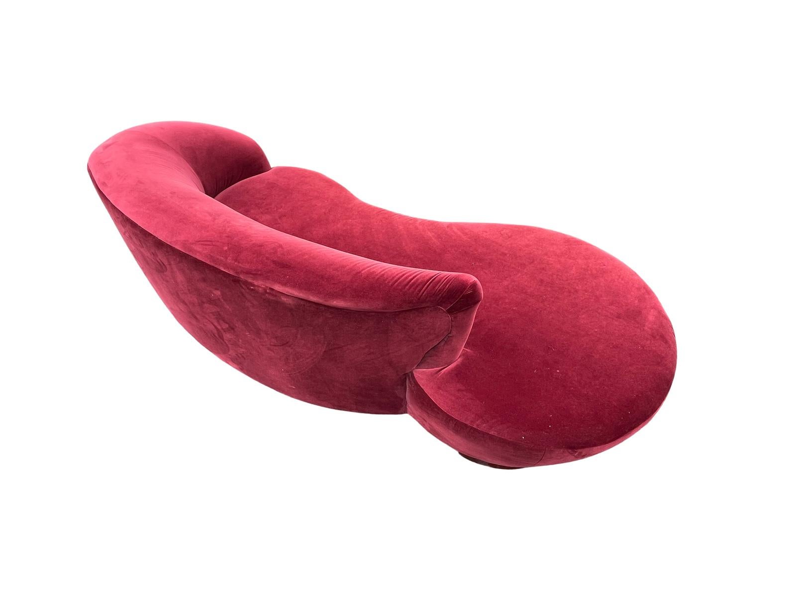 Burgundy Red Velvet Asymmetrical Cloud Sofa Set by Weiman  For Sale 1