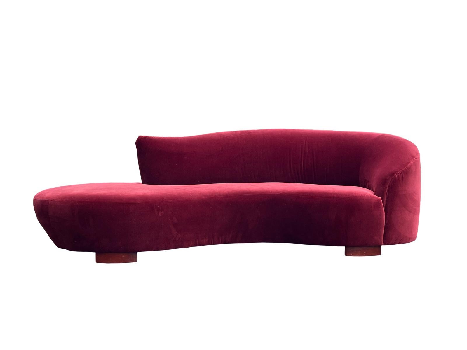 Burgundy Red Velvet Asymmetrical Cloud Sofa Set by Weiman  For Sale 2