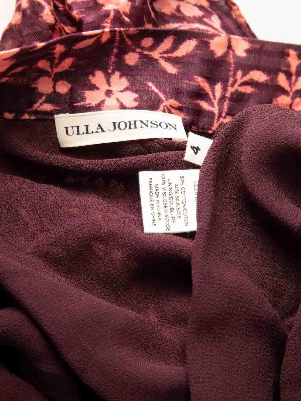Ulla Johnson Burgundy Ruffle Detail Midi Tiered Skirt Size S In Good Condition In London, GB