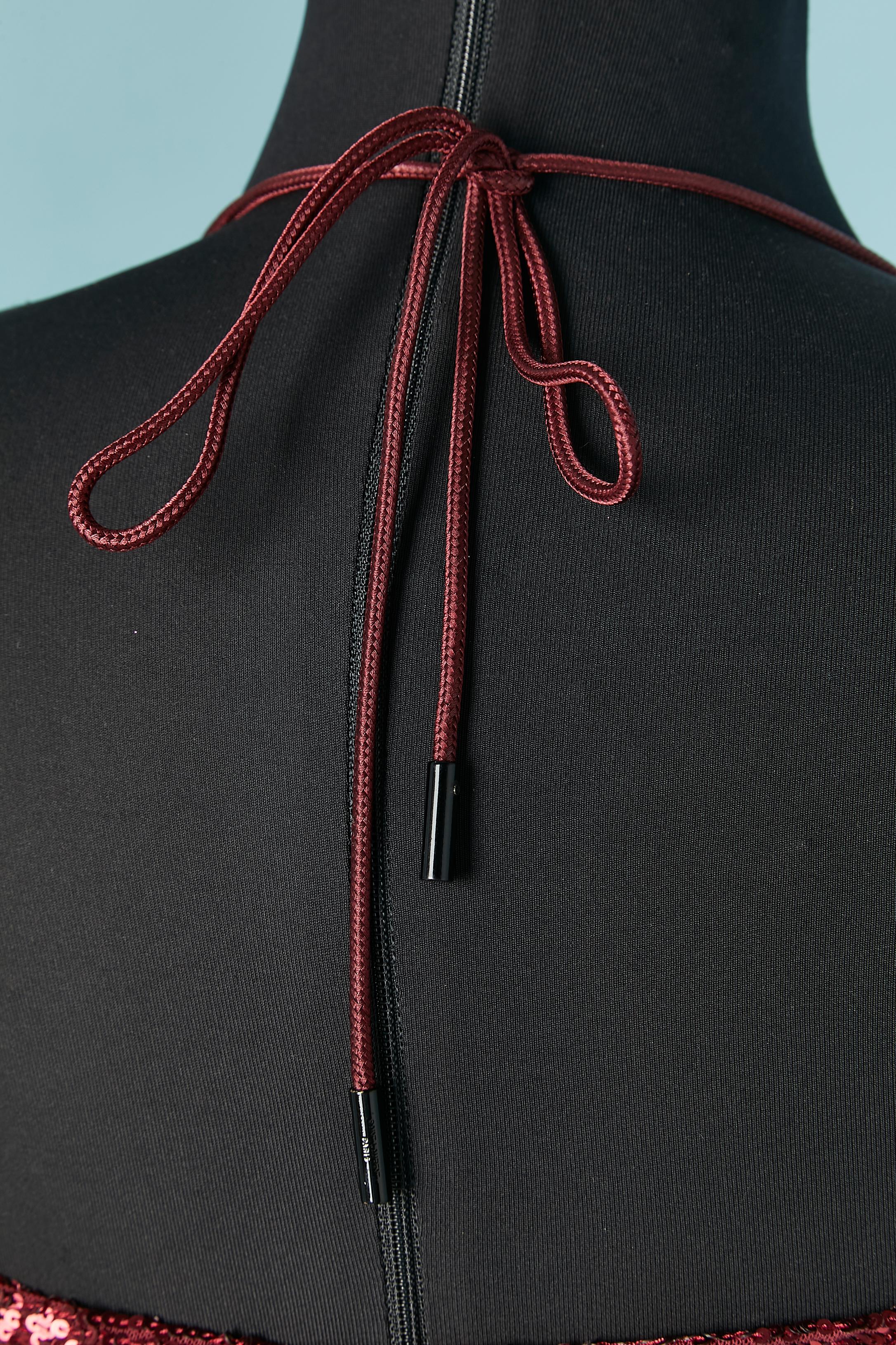 Vestido de cóctel de lentejuelas burdeos SAINT LAURENT  Nuevo en venta 1