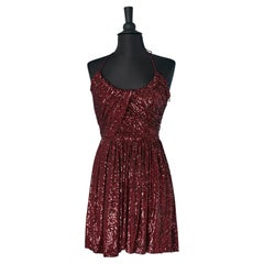 Burgundy sequin cocktail dress SAINT LAURENT  New