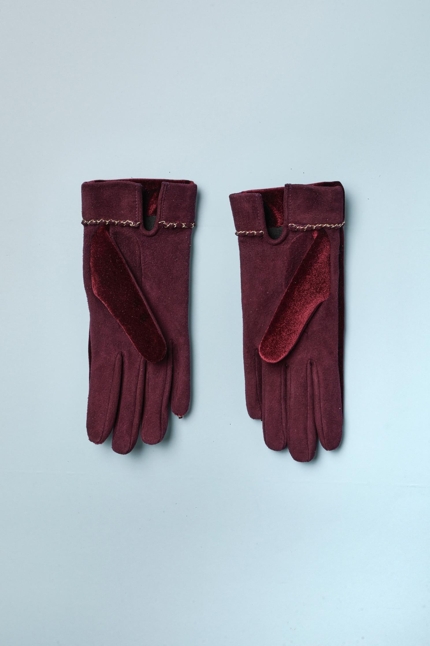 burgundy suede gloves